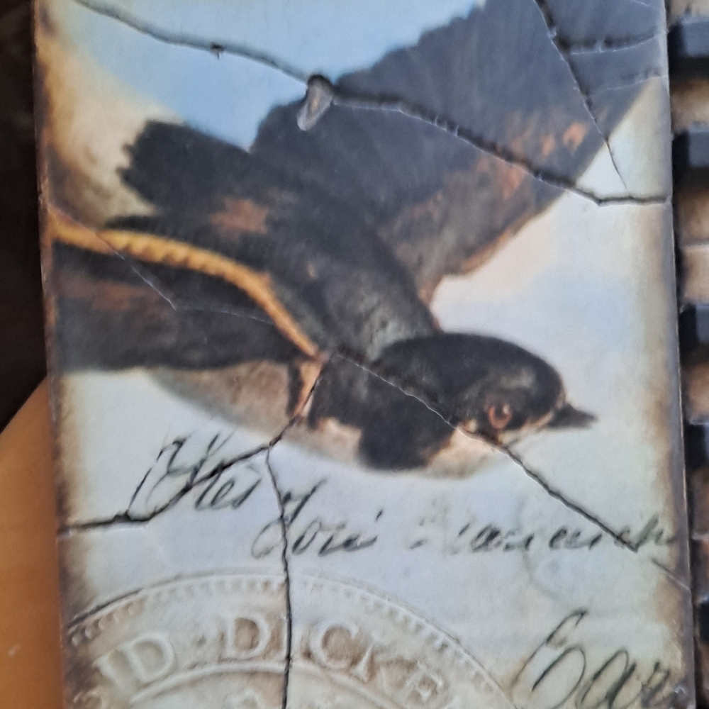 Sid Dickens Black and Cream Flying Bird Memory Tile